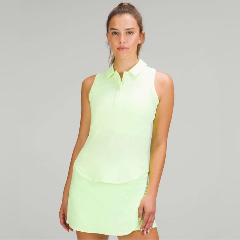 Lululemon Quick-Drying Sleeveless Polo Shirt Faded Zap neon green Womens Size 12